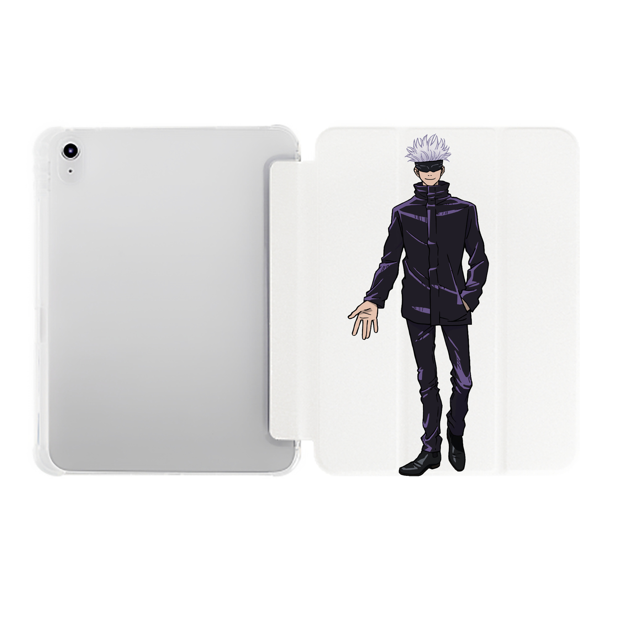 （画像用） 呪術廻戦 Jujutsu Kaisen IPad ケース ペン収納付き 三つ折りスタンド PUレザー×シリコン 対応機種9.5/10.5/10.9インチ
